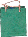 #61402 Lupa Coconut Fiber Bag, "Green" - 1 dz.
 Rustic  coconut fiber bag in a forest "Green" color measures 5-1/2' high, 6" wide, with a 2" gusset for extra interior space. and is very strong.   The Lupa Coconut Paper is thick and nubby and makes a very little container.   "Bail" handles made with twisted recycled kraft paper finish the bag.