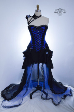 Blue and black gothic corset dress-Sapphire 