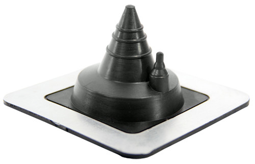 [MasterFlash®]~[Center Port Pipe Sizes: 0" to 13/16" (0MM to 20MM)|Additional Port Pipe Sizes: 1/4" to 3/8" (6.3MM to 9.6MM)|Base size: 3" x 3" (76MM x 76MM)|Available in EPDM Black, EPDM Grey, and Red Silicone]~[Additional port for running parallel pipes or wires.|Comes labeled with its corresponding diameter.|Is marked with dimensions to allow for easy sizing to fit each individual application.|Aluminum Base allows the pipe boot flashing to conform to any panel configuration and/or roof pitch.|Available in black and grey EPDM or orange silicone, all resistant to ultraviolet rays, cracking & weathering. ]