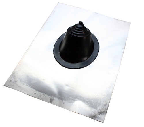 [MasterFlash®]~[Fits Pipe Sizes: 8" to 11" (203.1MM to 279.4MM)|Base size: 26" x 30" (660.4MM x 762MM)]~[Easily used on Shingles, Tiles and other residential roofing.|A 20° pitch that accommodates for slanted most residential roofs.|Simple solution to flashing a penetration through a metal roof.|Comes labeled with its corresponding diameter.|Is marked with dimensions to allow for easy sizing to fit each individual application.|Aluminum panel allows the pipe boot flashing to conform to any panel configuration and/or roof pitch.|Made from an EPDM which is both resistant to ultraviolet rays, cracking & weathering and is fire retardant. ]