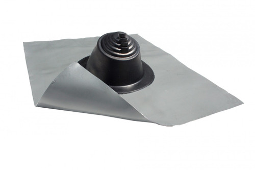 [MasterFlash®]~[ Fits Pipe Sizes: ¼" to 3" (6.4MM to 76MM)|Base size: 16" x 19¼" (410MM x 490MM)]~[Easily used on Shingles, Tiles and other residential roofing.|A 20° pitch that accommodates for slanted most residential roofs.|Simple solution to flashing a penetration through a metal roof.|Comes labeled with its corresponding diameter.|Is marked with dimensions to allow for easy sizing to fit each individual application.|Environmentally safe acrylic coated Lead base panel allows the pipe boot flashing to conform to any panel configuration and/or roof pitch.|Flasher made from an EPDM which is resistant to ultraviolet rays, cracking & weathering and is fire retardant. ]