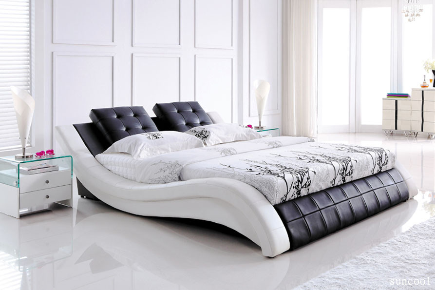 White black leather queen size bed in Sydney Melbourne Brisbane quick ...