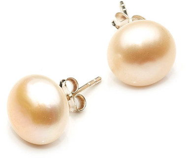 10mm peach pearl studs