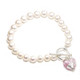 pink murano heart charm and pearl bracelet just right for a bridesmaids gift