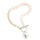 Silver murano heart charm and pearl bracelet