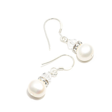Pearl and crystal drop wedding earrings