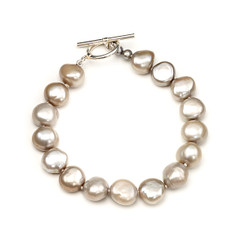 Sofia baroque 12mm silver grey pearl bracelet