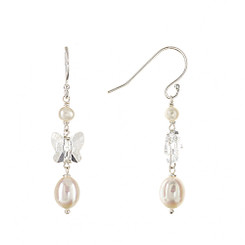 Luisa butterfly crystal and pearl drop bridal earrings