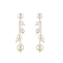 Louise pearl and crystal drop bridesmaid earrings