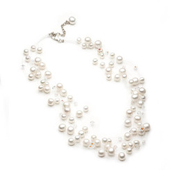 Floating pearl and crystal bridal necklace, gorgeous illusion style