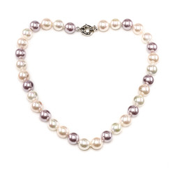 Camilla Mother of Pearl cream, mauve and peach 16mm size pearl necklace
