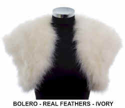 Eloisa ivory real feather bolero