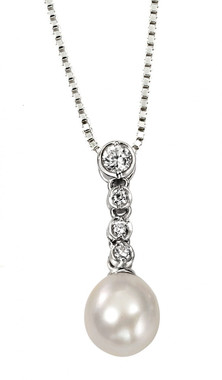 Rosella freshwater pearl and diamante bridal pendant 