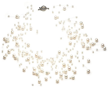 Genevieve floating pearl and crystal necklace