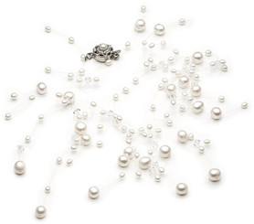 Genevieve floating pearl and crystal bridal bracelet