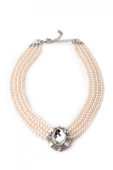 Vintage style diamante and faux pearl choker
