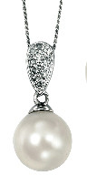 Classic diamond and pearl pendant lovely for bridal jewellery
