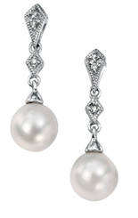 Perla vintage diamond and freshwater pearl drop bridal earrings 