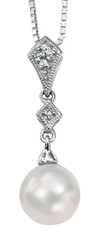Perla vintage styled diamond and pearl bridal pendant 