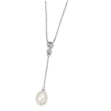 Orielle freshwater pearl bridal and bridesmaid pendant with diamante detail