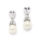 Pearl and cubic zirconia bride or bridesmaid earrings