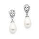 Bridal pearl and diamante pear drop earrings