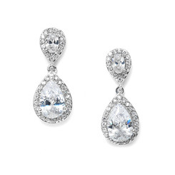 Freya pear shaped drop diamante bridal earrings