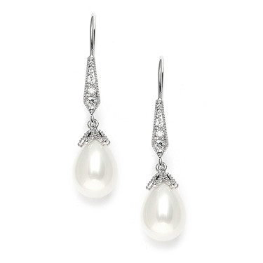 Penny vintage style diamante and pearl bridal earrings by Girls Love Pearls 