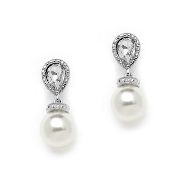 Gabriella pearl and cz drop earrings, gorgeous for bridal or bridesmaids