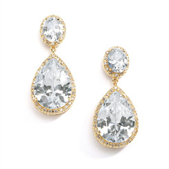 Gorgeous gold finished diamante bridal earrings 