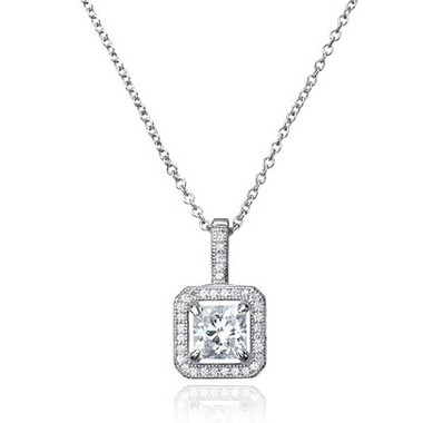 The lovely Katy princess cut diamante pendant for bride or bridesmaids