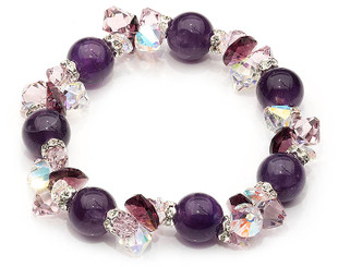 Gorgeous Amethyst gemstone  and crystal bracelet, perfect for a special occasion or gift.