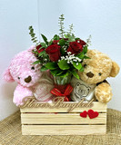 Teddy Bears with 9 Roses 