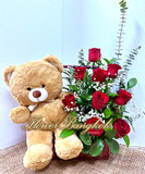 9 Red Rose And A Teddy Bear