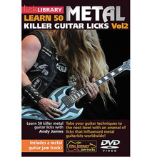 Learn 50 Metal Killer Guitar Licks. (Volume 2). By Andy James. For Guitar (Guitar). Lick Library. DVD. Lick Library #RDR0382. Published by Lick Library.

This excellent DVD will teach you metal licks in the style of Zakk Wylde * Eddie Van Halen * Dimebag Darrell * Steve Vai * Yngwie Malmsteen * Alexi Laiho * and many more. Take your shredding to the next level with an arsenal of metal licks and techniques including minor pentatonic positions, two string sequences, speed building licks, alternate and economy picking licks, tapping and legato licks and much more. Also includes a metal guitar jam track! Andy James is a well respected guitarist and teacher whose influences include Greg Howe * Paul Gilbert * Tony Macalpine * and Zakk Wylde. He is known for his blistering technique.