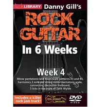Danny Gill's Rock Guitar in 6 Weeks. (Week 4). By Danny Gill. For Guitar (Guitar). Lick Library. DVD. Lick Library #RDR0331. Published by Lick Library.

This course is designed to focus your practice towards realistic goals achievable in six weeks. Each week provides you with guitar techniques, concepts and licks to help you play and understand rock guitar playing at a manageable easy to follow pace. The material is presented to you in easy to absorb sections which progress in a sensible logical order. Stick with this course and we guarantee you will improve. Week 4 includes: Minor Pentatonic and Blues scale patterns #3 and #4 * harmonics * 3-note per string minor pentatonic scale * connecting the entire fretboard * 3 licks in the style of Zakk Wylde. Danny Gill is a former pupil of Joe Satriani, and co-author of the Musicians Institute Rock Guitar series. His songs have appeared on TV shows including 'The Osbournes' and film sound tracks such as 'Insomnia' and 'Under Siege'.