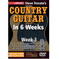 Steve Trovato's Country Guitar in 6 Weeks. (Week 3). By Steve Trovato. For Guitar (Guitar). Lick Library. DVD. Lick Library #RDR0342. Published by Lick Library.

This course is designed to focus your practice towards realistic goals achievable in six weeks. Each week provides you with techniques, concepts and licks to help you play and understand country soloing at a manageable pace. If you have been frustrated or intimidated by other educational material this course is for you. Lessons by Steve Trovato. Week three includes: Diatonic 6ths * playing major pentatonic scales across changing chords in a simple progression * pedal steel licks and bending * chromatics * pick and finger technique * and three licks in the style of The Eagles. Steve Trovato is best known as a world class country guitarist, but is equally proficient in a wide range of popular guitar styles. He has written a number of bestselling guitar instruction books, and maintains a full time position in the Guitar Department at the University of Southern California.
