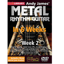 Andy James' Metal Rhythm Guitar in 6 Weeks. (Week 2). By Andy James. For Guitar (Guitar). Lick Library. DVD. Lick Library #RDR0352. Published by Lick Library.

Welcome to the Metal Rhythm Guitar in 6 Weeks guitar course. This course is designed to focus your practice towards realistic goals achievable in six weeks. Each week provides you with techniques, concepts and licks to help you play and understand metal rhythm playing at a manageable pace. Different rhythm patterns are taught each week to help you towards playing in real musical situations and develop an ear for the differences between players. If you have been frustrated or intimidated by other educational material this course is for you. You will see the improvement as you work through each week. Week two includes: Drop D tuning * pedal tone riffs * chord progressions and phrasing * alternate picking * palm muting * the phrygian dominant scale * technique performances * and three metal jam tracks. Andy James is a well respected guitarist and teacher whose influences include: Greg Howe * Paul Gilbert * Tony Macalpine * and Zakk Wylde. He is known for his blistering technique.