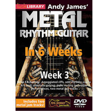 Andy James' Metal Rhythm Guitar in 6 Weeks. (Week 3). By Andy James. For Guitar (Guitar). Lick Library. DVD. Lick Library #RDR0353. Published by Lick Library.

Welcome to the Metal Rhythm Guitar in 6 Weeks guitar course. This course is designed to focus your practice towards realistic goals achievable in six weeks. Each week provides you with techniques, concepts and licks to help you play and understand metal rhythm playing at a manageable pace. Different rhythm patterns are taught each week to help you towards playing in real musical situations and develop an ear for the differences between players. If you have been frustrated or intimidated by other educational material this course is for you. You will see the improvement as you work through each week. Week three includes: Drop C# tuning * arpeggiated riffs * odd rhythms over a 4/4 beat * alternate picking * palm muting * technique performances * and two metal jam tracks. Andy James is a well respected guitarist and teacher whose influences include: Greg Howe * Paul Gilbert * Tony Macalpine * and Zakk Wylde. He is known for his blistering technique.