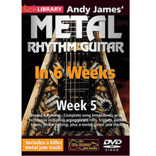 Andy James' Metal Rhythm Guitar in 6 Weeks. (Week 5). By Andy James. For Guitar (Guitar). Lick Library. DVD. Lick Library #RDR0355. Published by Lick Library.

Welcome to the Metal Rhythm Guitar in 6 Weeks guitar course. This course is designed to focus your practice towards realistic goals achievable in six weeks. Each week provides you with techniques, concepts and licks to help you play and understand metal rhythm playing at a manageable pace. Different rhythm patterns are taught each week to help you towards playing in real musical situations and develop an ear for the differences between players. If you have been frustrated or intimidated by other educational material this course is for you. You will see the improvement as you work through each week. Week five includes: Drop C# tuning * complete song breakdown with technique including arpeggiated riffs, triplets, pedal tones, down picking * and a metal guitar jam track. Andy James is a well respected guitarist and teacher whose influences include: Greg Howe * Paul Gilbert * Tony Macalpine * and Zakk Wylde. He is known for his blistering technique.