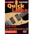 Funk Rock - Quick Licks. (Style: Nuno Bettencourt; Key: Em). By Nuno Bettencourt. For Guitar (Guitar). Lick Library. DVD. Lick Library #RDR0323. Published by Lick Library.

Learn fast rock guitar licks in the style of Nuno Bettencourt, Extreme's eclectic rock and metal quitarist! Also includes a guitar jam track. Lessons by Andy James. Eack DVD in the Quick Licks series includes an arsenal of guitar licks in the style of your chosen artist to add to your repertoire plus guitar jam tracks to practice your new licks and techniques. Andy James is a well-respected guitarist and teacher whose influences include: Greg Howe * Paul Gilbert * Tony Macalpine * and Zakk Wylde. He is known for his blistering technique.