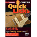 Rockabilly - Quick Licks. (Style: Scotty Moore; Key: E). By Scotty Moore. For Guitar (Guitar). Lick Library. DVD. Lick Library #RDR0274. Published by Lick Library.

Learn rock and roll licks in the style of Scotty Moore, Elvis Presley's backing guitarist and pioneer of rock and roll guitar playing! Also includes a guitar jam track. Lessons by Steve Trovato. Each Quick Licks DVD includes an arsenal of licks in the style of your chosen artist to add to your repertoire, plus backing tracks to practice your new licks and techniques. Steve Trovato is best known as a world class country guitarist, but is equally proficient in a wide range of popular guitar styles. He has written a number of bestselling guitar instruction books and maintains a full time position in the Guitar Department at the University of Southern California.