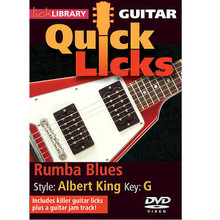 Rumba Blues - Quick Licks. (Style: Albert King; Key: G). By Albert King. For Guitar (Guitar). Lick Library. DVD. Lick Library #RDR0297. Published by Lick Library.

Learn blues licks for guitar in the style of Albert King, one of the original three kings of blues guitar and inspiration to Clapton * Hendrix * Stevie Ray Vaughan * and Gary Moore. Also includes a guitar jam track. Lessons by Steve Trovato. Each Quick Licks DVD includes an arsenal of licks in the style of your chosen artist to add to your repertoire, plus backing tracks to practice your new licks and techniques. Steve Trovato is best known as a world class country guitarist, but is equally proficient in a wide range of popular guitar styles. He has written a number of bestselling guitar instruction books and maintains a full time position in the Guitar Department at the University of Southern California.