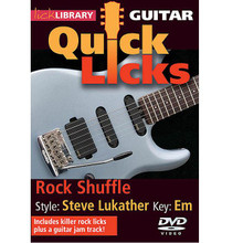 Rock Shuffle - Quick Licks. (Style: Steve Lukather; Key: Em). By Steve Lukather. For Guitar (Guitar). Lick Library. DVD. Lick Library #RDR0265. Published by Lick Library.

Learn killer rock licks in the style of Steve Lukather, Toto's long time guitarist, composer, and one of the most versatile musicians of our time! Also includes a guitar jam track. Lessons by Michael Casswell. Each Quick Licks DVD includes an arsenal of licks in the style of your chosen artist to add to your repertoire, plus backing tracks to practice your new licks and techniques. Michael Casswell is a highly sought after freelance guitarist and producer. He has played and toured with many well known bands and artists as diverse as Brian May * Cozy Powell * and Ronan Keating. His playing can be heard on numerous film and TV soundtracks.