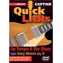 Up Tempo 8-Bar Blues - Quick Licks. (Style: Gary Moore; Key: E). By Gary Moore. For Guitar (Guitar). Lick Library. DVD. Lick Library #RDR0227. Published by Lick Library.

Learn killer blues licks in the style of Gary Moore, one of the UK's finest blues-rock guitarists! Also includes a blues guitar jam track. Guitar lessons by Danny Gill. Each Quick Licks DVD includes an arsenal of licks in the style of your chosen artist to add to your repertoire, plus backing tracks to practice your new licks and techniques.