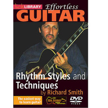 Rhythm Styles and Techniques. (Effortless Guitar Series). By Richard Smith. For Guitar (Guitar). Lick Library. DVD. Lick Library #RDR0140. Published by Lick Library.

A huge percentage of what all professional guitar players play is rhythm guitar. Eddie Van Halen, Eric Clapton and SRV are all incredibly cool rhythm guitar players. Learn to develop the most fundamental of musical essentials - a good sense of time and feel, plus dozens more musical concepts that will serve any aspiring accompanist. Learn about: Developing a strong rhythmic feel * Right hand exercises * Incredibly funky funk vamps * Rhythm and blues progressions * Thinking like a drummer * Organization and arrangement in contemporary song forms * Fundamental rhythmic concept * Syncopation and complex rhythm studies * Signal processing; delay effects * Bubble and percolator picking * Double stop playing * Antecedent and consequent (call and response) phrasing * Single-note popping * Reggae Styles * Overdrive effects * Lots of alternative voicings.