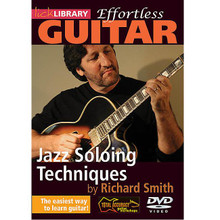 Jazz Soloing Techniques. (Effortless Guitar Series). By Richard Smith. For Guitar (Guitar). Lick Library. DVD. Lick Library #RDR0137. Published by Lick Library.

This DVD will introduce you to the world of octave playing in the style of Wes Montgomery, George Benson, Joe Pass and Pat Metheny. Learn how to dramatically, musically and effortlessly expand your soloing using all of the touch, taste, tone, time, and above all tude, as in ATTITUDE. Using octaves, guitarists can kick-up the melodic possibilities of their soloing, far beyond scales, licks and chords - and give the player powerful new tools for improvisation not just in jazz, but blues pop and rock. Learn about octaves by learning easy to play contemporary jazz pieces, in an effortless progression from the basics to some of the most advanced and expressive octave playing all in the course of one video! Sections include: Octave basics around the neck * using the thumb, fingers and pick for maximum versatility * Chord solo concepts using octaves * blues licks, scales and chromatic riffs in octaves * Play melodies expressively with octaves developing an awesome touch using right hand tonal techniques * developing a naturally expressive style using techniques such as expressive dynamic contouring * expressive devices such as slurs, tremolo, slides * additional harmony behond octaves * lots of solo ideas to develop and adapt into your own style.