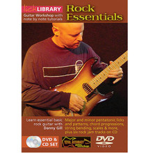 Rock Essentials. (Guitar Workshop with Note-by-Note Tutorials). By Danny Gill. For Guitar (Guitar). Lick Library. DVD. Lick Library #RDR0013. Published by Lick Library.

Learn to play essential rock (& blues) guitar with Danny Gill. Lessons include; Major and Minor Pentatonic licks and patterns * Chord Progressions * String bending ideas * Blues bends * Diatonic Major and Minor Scales & much more, plus there are six backing tracks on CD to practice or improvise with. This excellent DVD & CD tutorial is hosted by Danny Gill, a former student of Joe Satriani and co-author of Musicians Institutes Rock Lead Guitar series. As a writer, his songs have appeared on numerous TV shows including 'The Osbournes' as well as motion picture soundtracks such as 'Insomnia' and 'Under Seige'.