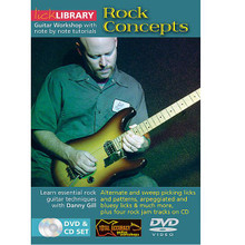 Rock Concepts. (Guitar Workshop with Note-by-Note Tutorials). By Danny Gill. For Guitar (Guitar). Lick Library. DVD. Lick Library #RDR0014. Published by Lick Library.

Lessons include: Alternate, Sweep and Economy picking licks * 3 note per string Scales, sequences, picking techniques * Bluesy and Arpeggiated licks * Blues bends and phrases & much more, plus there are four backing tracks on CD to practice or improvise with. This excellent DVD & CD tutorial is hosted by Danny Gill, a former student of Joe Satriani and co-author of Musicians Institutes Rock Lead Guitar series. As a writer, his songs have appeared on numerous TV shows including 'The Osbournes' as well as motion picture soundtracks such as 'Insomnia' and 'Under Siege'.