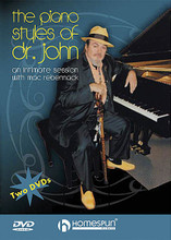 The Piano Styles of Dr. John - 2-DVD Set. (An Intimate Session with Mac Rebennack). Homespun Tapes. DVD. Homespun #DVDDRJKB29. Published by Homespun.

These two DVDs and videos provide a rare opportunity to visit with Mac Rebennack (a.k.a. Dr. John), one of America's most brilliant and distinctive musical voices. This masterful piano player, prodigious songwriter, two-time Grammy Award winner and celebrated ambassador of New Orleans music demonstrates his remarkable instrumental technique, discusses his influences, and shares intriguing stories of a life in music. With his encyclopedic knowledge of musical styles, Mac plays and analyzes more than 30 tunes, from traditional New Orleans blues to the compositions of Cole Porter, Duke Ellington, Doc Pomus and others.

2 DVDs or 2 VIDEOS • INCLUDES MUSIC • LEVEL 4.